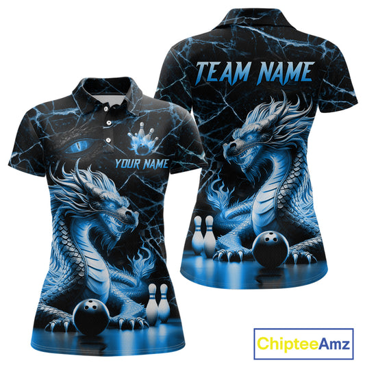 Ice Dragon Bowling Shirt Custom Bowling Team League Polo Bowling Jersey Bowlers Gift QZT692