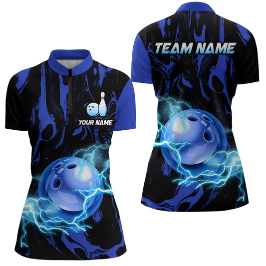 Custom Women Bowling Shirts Quarter Zip Bowling Jersey Multicolor QZT484