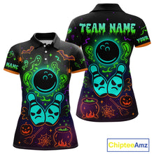 Load image into Gallery viewer, Custom Neon Bowling Team Shirt Halloween Polo &amp; Quarter-Zip Bowling Jersey for Women QZT731