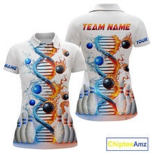 Load image into Gallery viewer, Custom Flame &amp; Water DNA Bowling Shirt White Polo Bowling Jersey for Men And Women QZT685