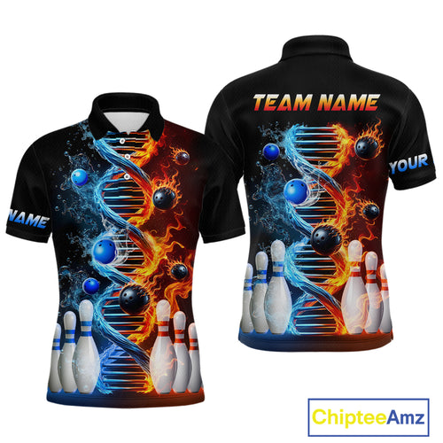 Custom Flame & Water DNA Bowling Shirt My DNA Polo Bowling Jersey for Men And Women QZT685