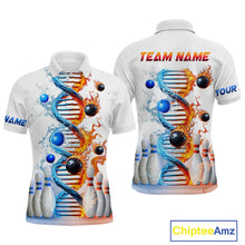 Load image into Gallery viewer, Custom Flame &amp; Water DNA Bowling Shirt White Polo Bowling Jersey for Men And Women QZT685