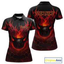 Load image into Gallery viewer, Red Flame Demon Bowling Ball Shirt for Women Custom Bowling Team Jersey Bowling Outfit QZT758