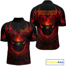 Load image into Gallery viewer, Red Flame Demon Bowling Ball Shirt for Men Custom Bowling Team Jersey QZT758