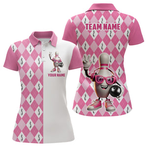 Music Bowling Team Shirts Custom Pink Bowling Jerseys for Women Polo for Bowlers QZT454