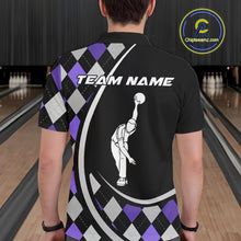 Load image into Gallery viewer, Purple Argyle Pattern Bowling Jersey for Men Custom Polo &amp; 1/4-Zip Bowling Team Shirt Bowling Gift QZT725