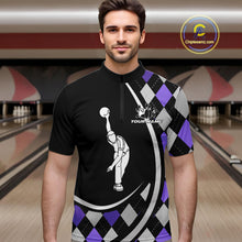 Load image into Gallery viewer, Purple Argyle Pattern Bowling Jersey for Men Custom Polo &amp; 1/4-Zip Bowling Team Shirt Bowling Gift QZT725