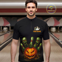 Load image into Gallery viewer, Custom Zombie Pumpkin Bowling Jersey for Men Halloween Bowling Team Shirt Bowling Gifts QZT730