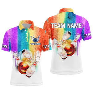 Rainbow Custom Bowling Shirt for Men Bowling Jersey Bowling Team League Polo Shirt QZT88