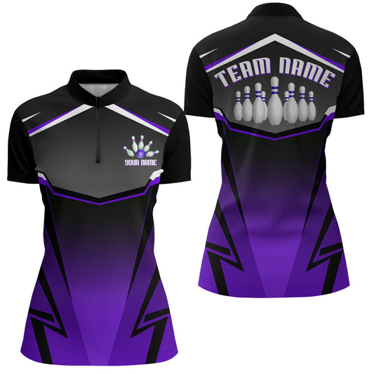 Custom Bowling Shirt for Women Bowling Jersey Bowling Team League Quarter-Zip Shirt QZT140