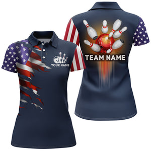 Personalized 3D Bowling Jersey for Women USA Bowling Team Shirt Bowling Polo Shirt QZT118