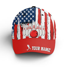 Load image into Gallery viewer, Personalized Bowling 3D Cap, Custom Bowling Hat for Men Women, Bowling Pin &amp; Ball Cap with Name CHT01-2