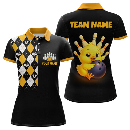 Chick Bowling Shirt Funny Chicken Bowling Team Jersey for Women Polo & Quarter-Zip Bowling League QZT705