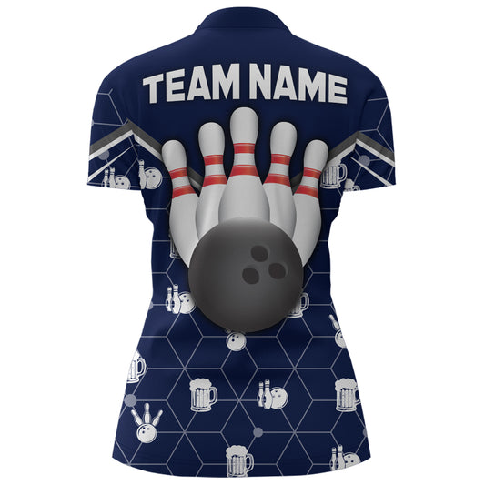 Personalized Camo 1/4 Zip Shirt Bowling Shirt for Women Custom Bowling Jersey Bowling Team League QZT253