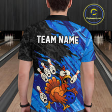 Load image into Gallery viewer, Custom Blue Turkey Bowling Shirt Funny Ball Pin League Jersey for Men Polo Outfit QZT765