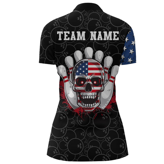 Skull Bowling Quarter-Zip Shirt US Flag Bowling Jersey Women Bowling Camo Bowling Customized QZT261