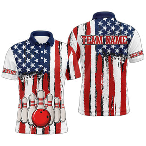 American Bowling Polo Shirt for Men Custom Bowling Team Jersey Bowling Shirt QZT7