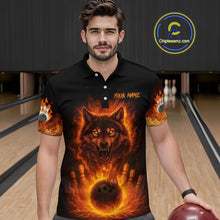 Load image into Gallery viewer, Orange Flame Wolf Bowling Shirt for Men Custom Bowling Jersey League Polo &amp; Quarter-Zip QZT741