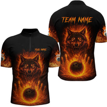 Load image into Gallery viewer, Orange Flame Wolf Bowling Shirt for Men Custom Bowling Jersey League Polo &amp; Quarter-Zip QZT741