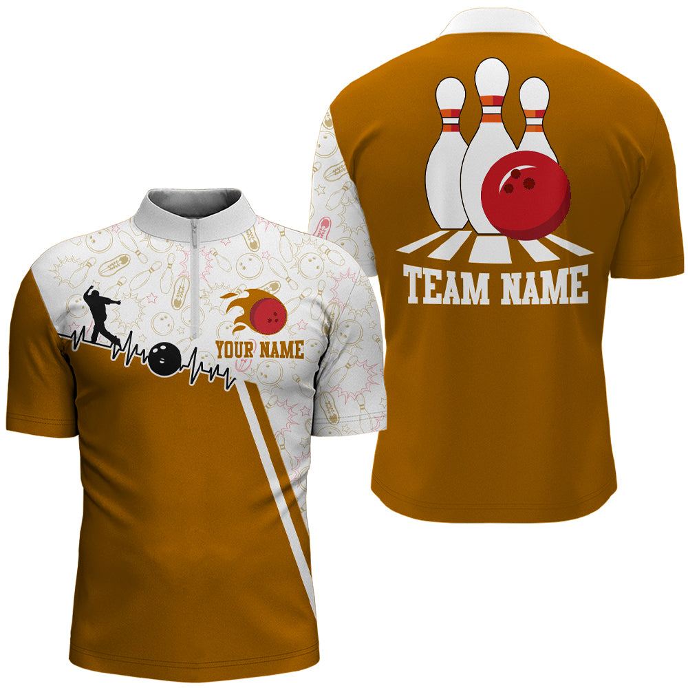 Men's Bowling Shirt Personalized Camo Bowling Jersey 1/4 Zip  Bowling Shirt QZT19