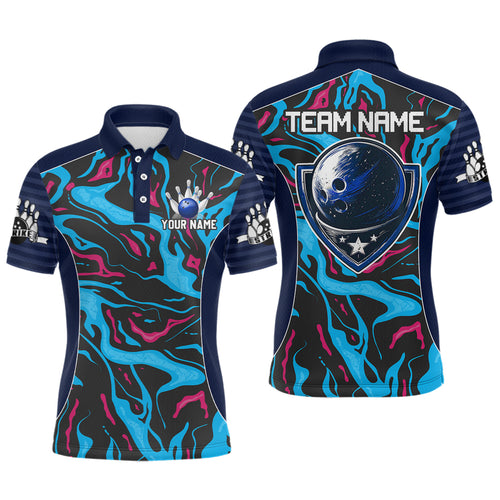 Custom Camo Pink & Teal Bowling Jersey Bowling Team League Polo Shirt for Men Women QZT665