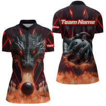 Load image into Gallery viewer, Red &amp; Black Flame Dragon Bowling Shirt 1/4-Zip Bowling Team League for Men Women Bowling Gifts QZT668