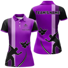 Load image into Gallery viewer, Personalized Women Polo Bowling Silhoutte Shirts Bowling Team League QZT427