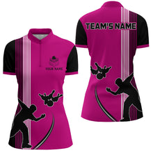 Load image into Gallery viewer, Personalized Women 1/4 Zip Shirt Camo Bowling Silhoutte Shirts Bowling Team League QZT427