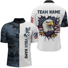 Load image into Gallery viewer, Camouflage Bowling Shirt Custom Eagle Bowling Team Jersey Patriotic Quarter-Zip Shirt QZT676