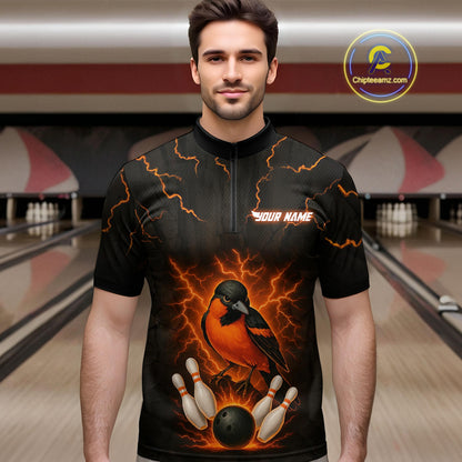 Custom Thunder Lightning Orioles Bowling Shirt Polo & Quarter-Zip Bowling Team League Bowling Jersey QZT716