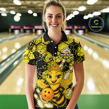 Load image into Gallery viewer, Custom Funny Bee Bowling Shirts for Women 3D Bowling League Jersey Polo &amp; Quarter-Zip QZT743