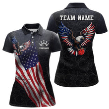 Load image into Gallery viewer, Personalized US Flag Bowling Shirt Eagle Bowling Jersey Polo Shirt Bowling for Women QZT274