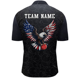 Personalized US Flag Bowling Shirt Eagle Bowling Jersey Quarter-Zip Shirt Bowling for Men QZT274