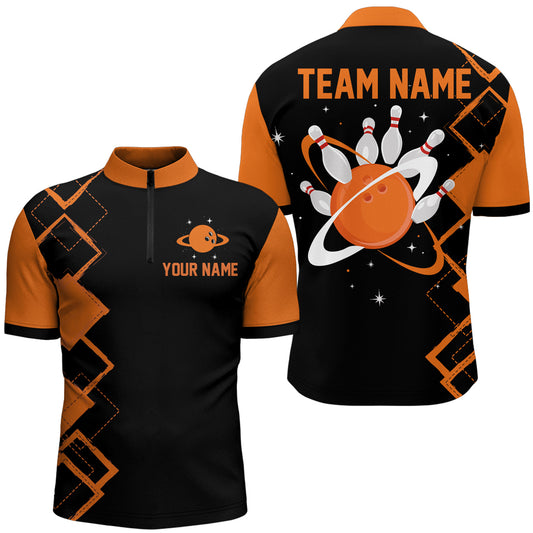 Men's Bowling Shirts with Name Camo Bowling Jersey 1/4 Zip Shirt Unisex QZT431