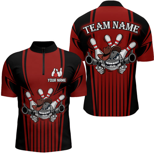 Custom Bowling Shirt for Men Bowling Jersey Bowling Team League Quarter-Zip Shirt QZT44