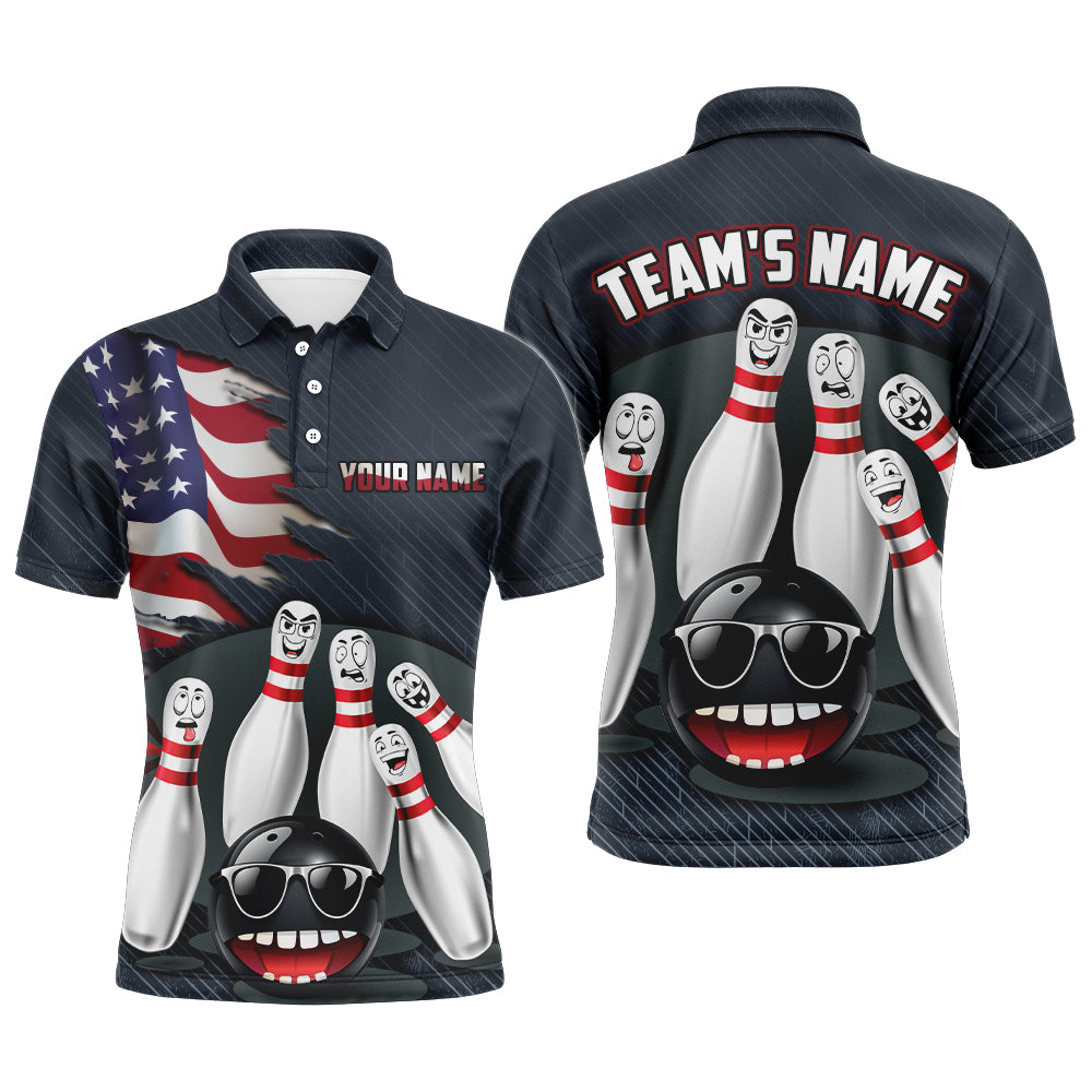 American Bowling Polo Shirt for Men Custom Bowling Team Jersey Bowling Shirt QZT29