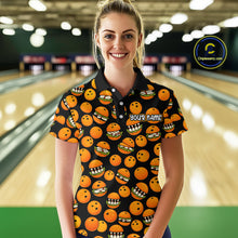 Load image into Gallery viewer, Funny Orange Hamburger Bowling Shirt  for Women Food Bowling Team League Polo &amp; 1/4 Zip Bowling Jersey QZT724