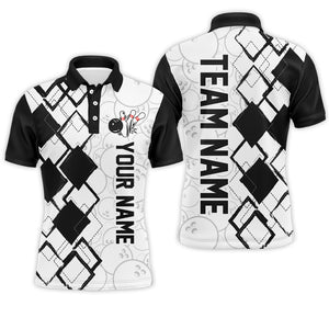 Black & White Bowling Shirts for Men Polo Personalized Camo Bowling Jersey QZT436