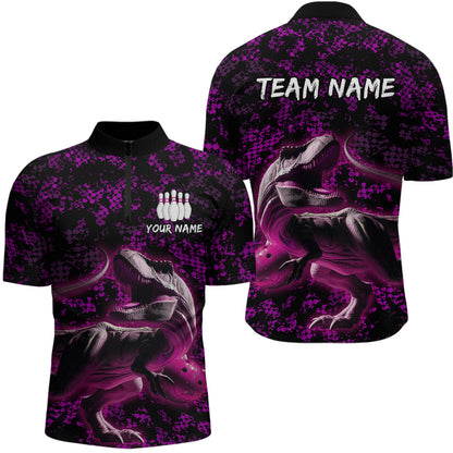 Custom Purple Bowling Shirt Sauropod Bowling Jersey Quarter Zip Bowling League QZT632