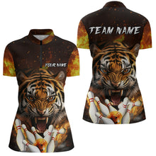 Load image into Gallery viewer, Flames Bowling Shirts Tiger Bowling Jersey Quarter-Zip Bowling Team League QZT634