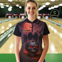 Load image into Gallery viewer, Custom Skull Bowling Team Shirt Vampire Bowling Jersey for Women Bowling Outfit Polo &amp; 1/4 Zip QZT751