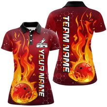 Load image into Gallery viewer, Custom Flame Bowling Shirts Bowling Jersey for Women Polo Bowling Uniform QZT447