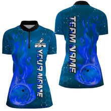 Load image into Gallery viewer, Custom Flame Bowling Shirts Bowling Jersey for Women 1/4 Zip Bowling Uniform QZT447
