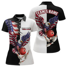 Load image into Gallery viewer, American Eagle Polo Bowling Shirt Custom Black &amp; White Bowling Jersey for Men And Women QZT686
