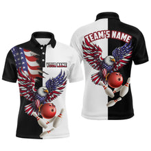Load image into Gallery viewer, American Eagle Polo Bowling Shirt Custom Black &amp; White Bowling Jersey for Men And Women QZT686