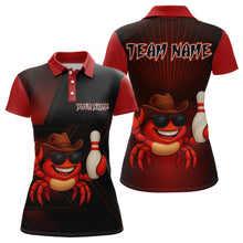 Load image into Gallery viewer, Custom Red Funny Crab Bowling Team Shirt Women Bowling Jersey Outfit Polo &amp; 1/4-Zip Bowler Gift QZT757