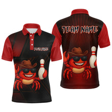 Load image into Gallery viewer, Custom Red Funny Crab Bowling Team Shirt Men Bowling Jersey Outfit Polo &amp; 1/4-Zip Bowler Gift QZT757