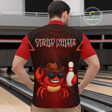 Load image into Gallery viewer, Custom Red Funny Crab Bowling Team Shirt Men Bowling Jersey Outfit Polo &amp; 1/4-Zip Bowler Gift QZT757