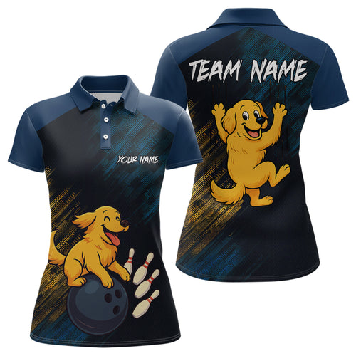 Funny Golden Retriever Dog Bowling Shirt for Women Custom Polo & Quarter-Zip Bowling Team Jersey QZT760