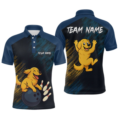 Funny Golden Retriever Dog Bowling Shirt for Men Custom Polo & Quarter-Zip Bowling Team Jersey QZT760